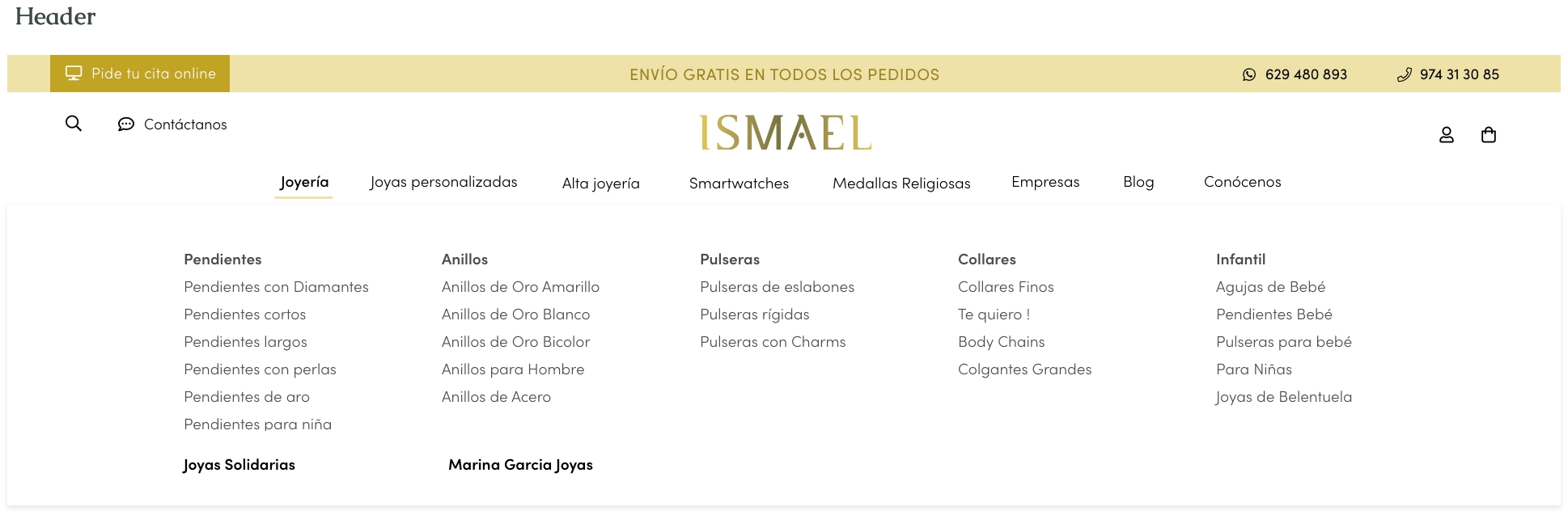 header Ismael Joyeros